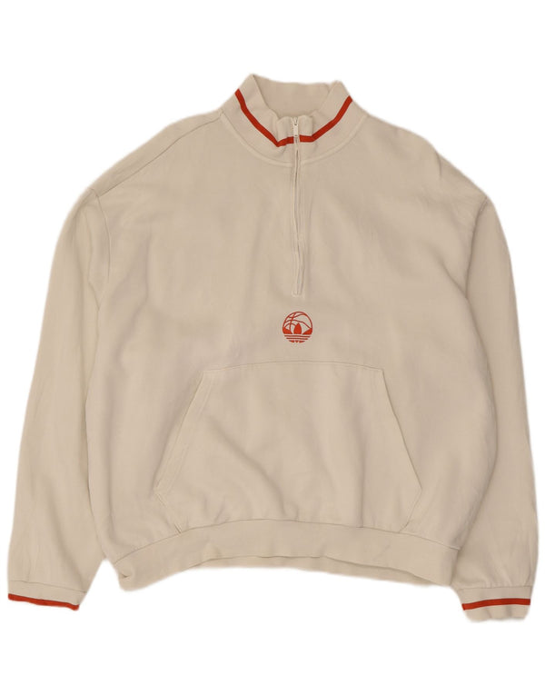 Felpa Adidas da uomo con zip e collo, maglione XL, cotone bianco