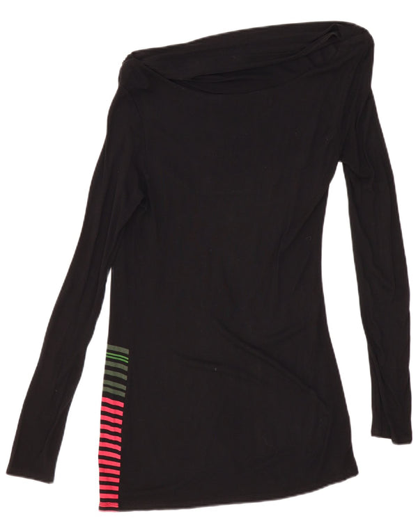 DESIGUAL Top grafico da donna manica lunga UK 10 piccolo nero a righe