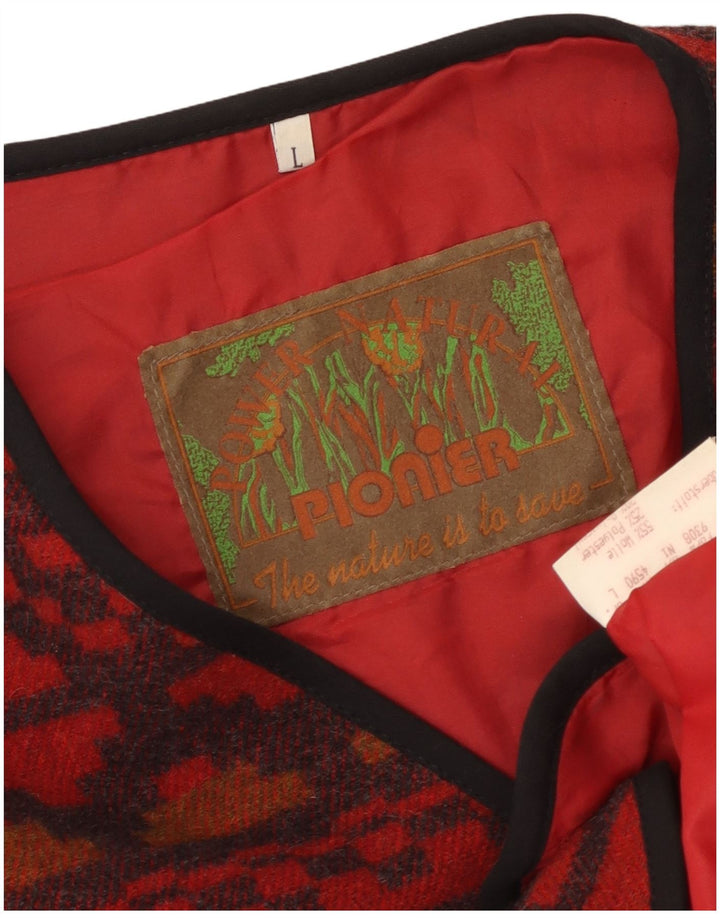 Gilet da uomo Pionier grande rosso geometrico in lana azteca