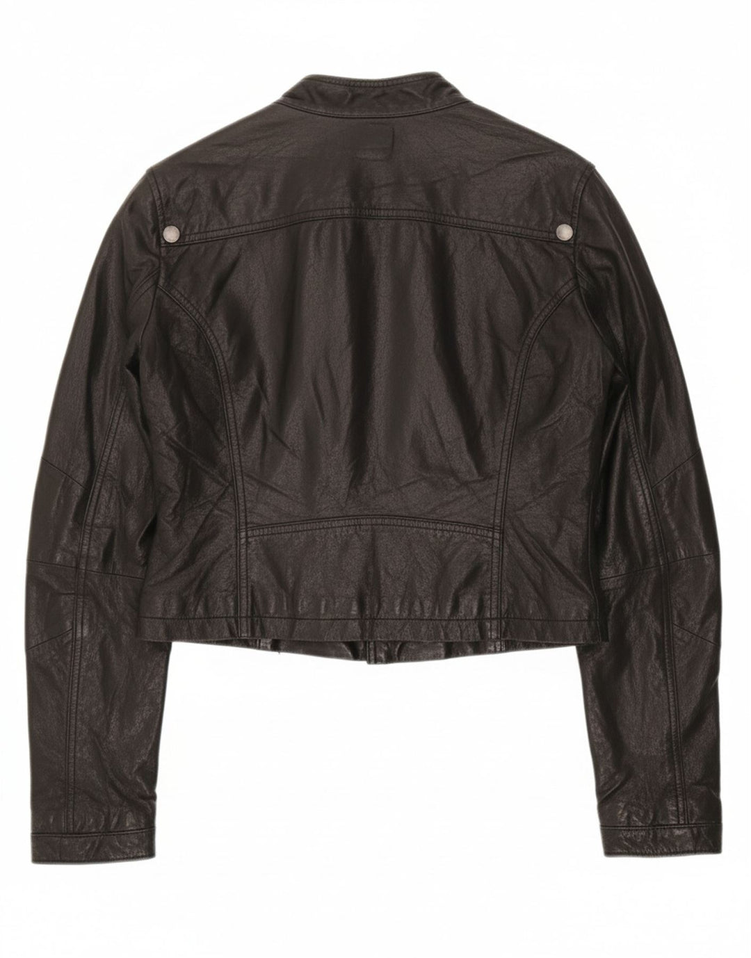 LAURA SCOTT Womens Oversized Crop Biker Jacket EU 34 XS Black Leather
