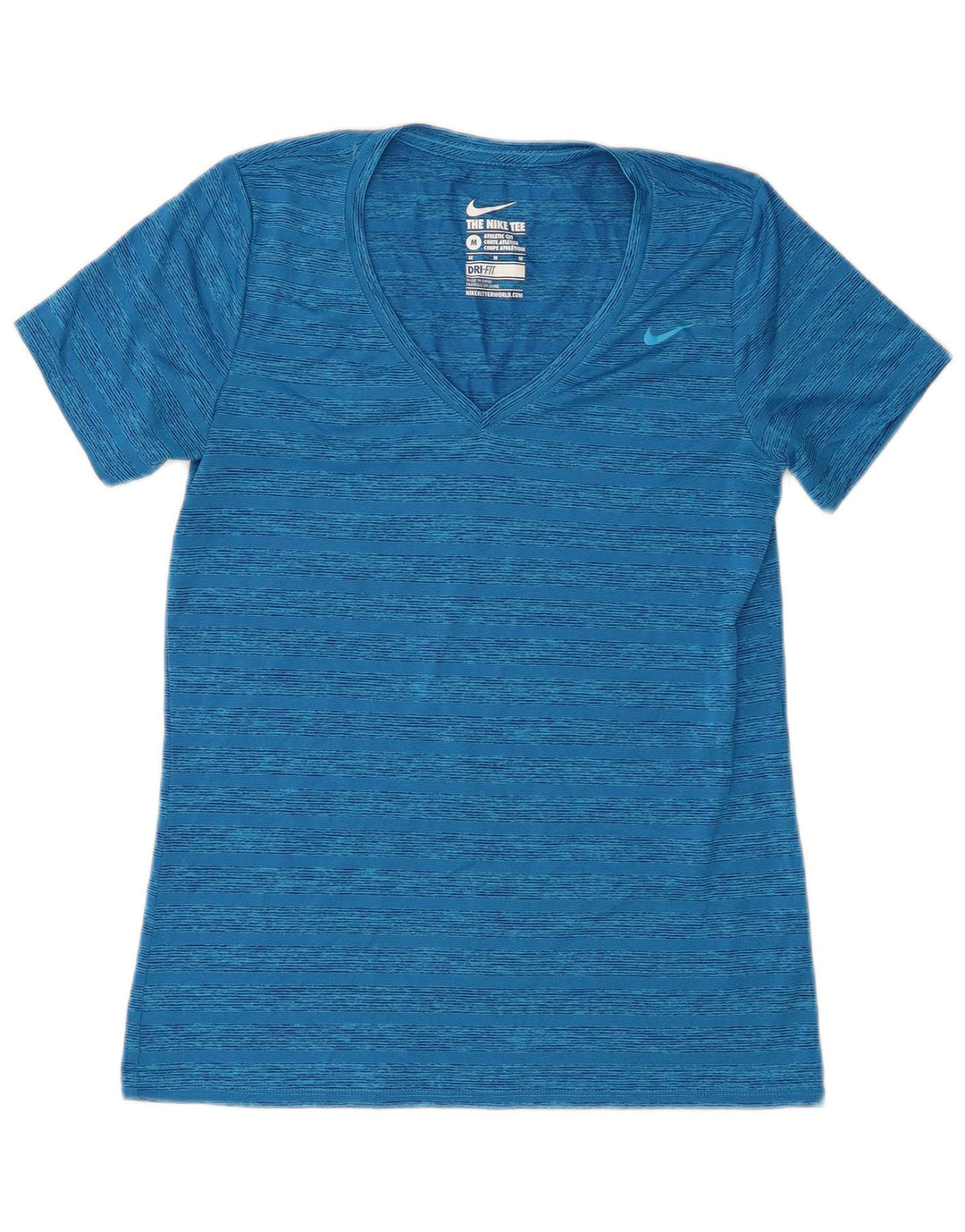 T-shirt Nike Dri Fit da donna Top UK 12 Poliestere a righe blu medio