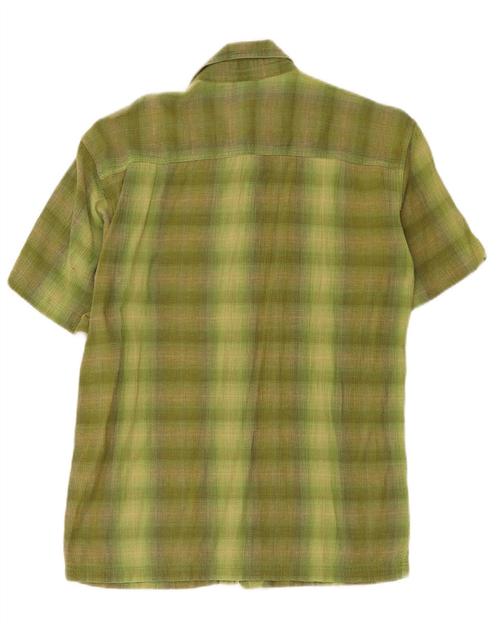 Patagonia Camicia a maniche corte da uomo in cotone a quadri verdi piccoli
