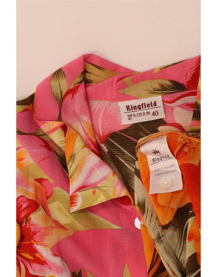 Kingfield Camicia a maniche corte da donna Camicetta EU 42 Grande floreale multicolore
