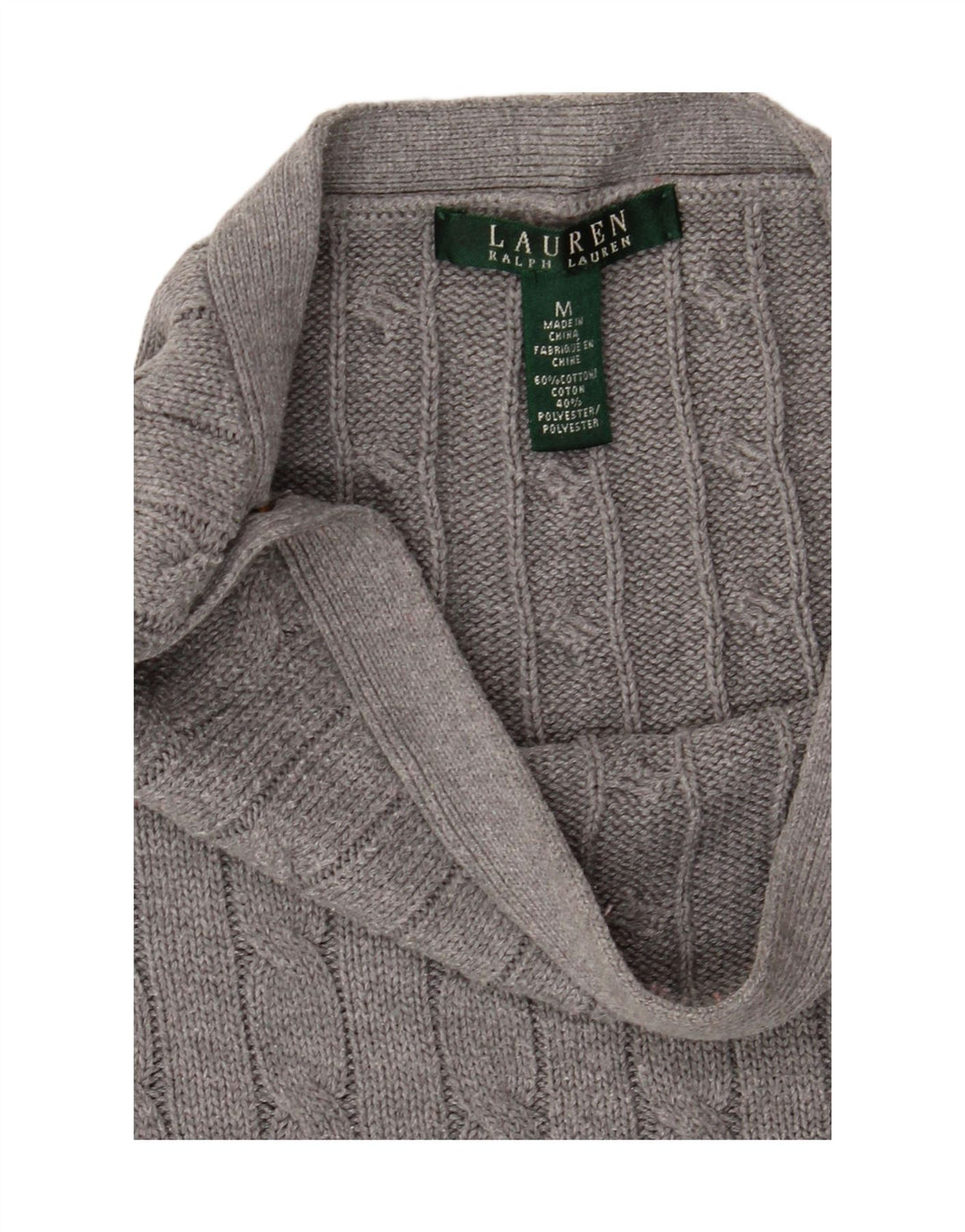 RALPH LAUREN Maglione da donna con scollo a barca UK 14 Cotone grigio medio