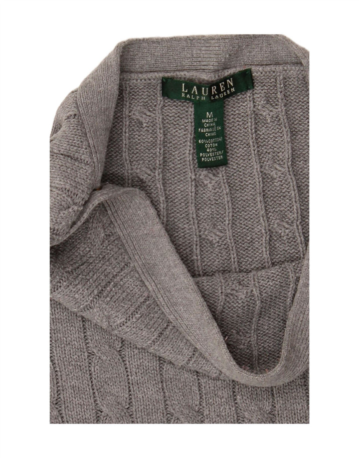 RALPH LAUREN Maglione da donna con scollo a barca UK 14 Cotone grigio medio