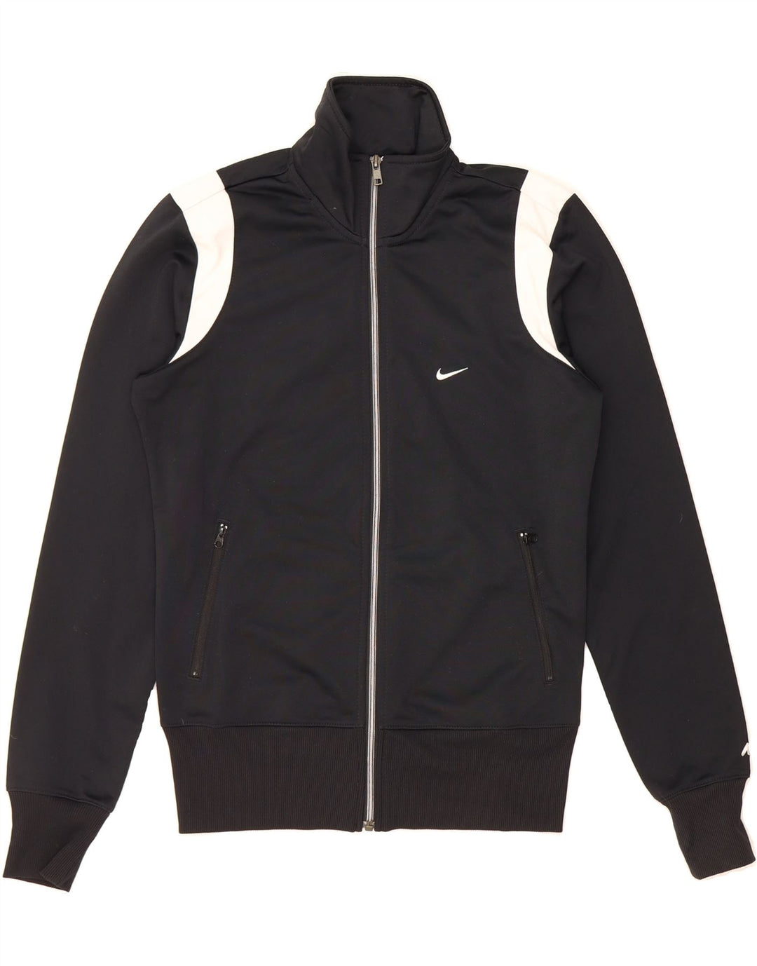 NIKE Womens Tracksuit Top Jacket UK 14 Medium Black Colourblock Polyester Vintage Nike and Second-Hand Nike from Messina Hembry 