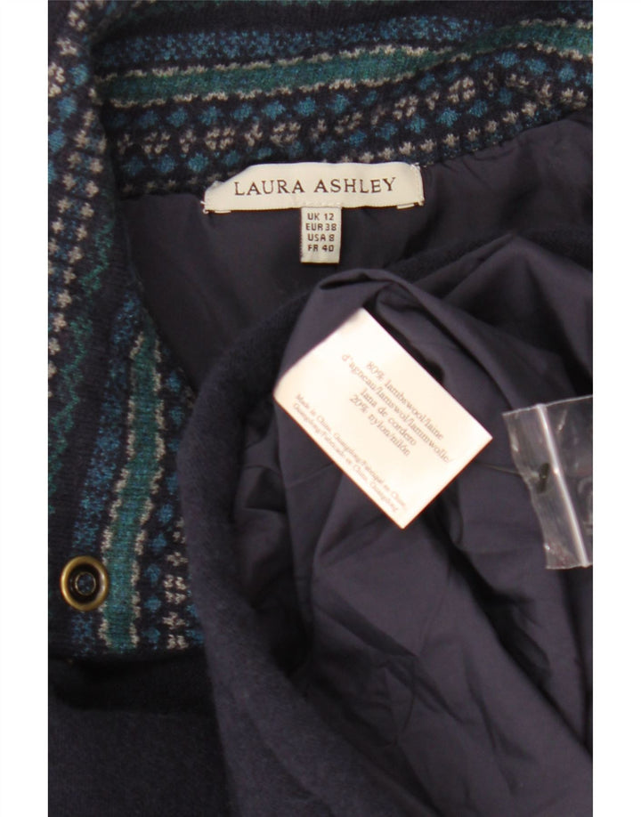 Giubbotto bomber da donna Laura Ashley UK 12 medio blu navy in lana d'agnello