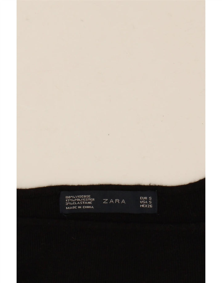 Top corto da donna Zara a maniche lunghe UK 10 piccolo in viscosa nera
