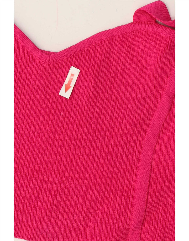 Top corto in maglia da donna Zara UK 12 nylon rosa medio