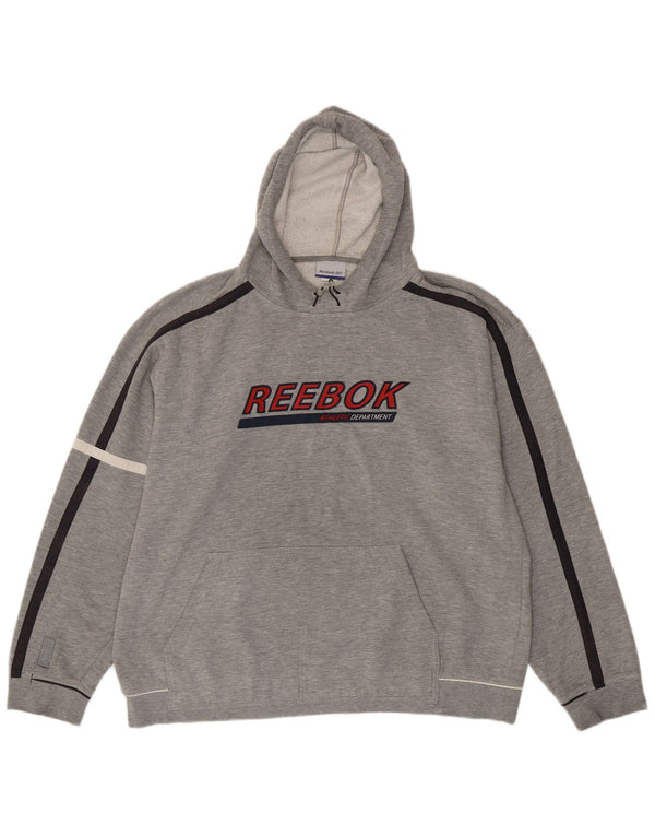 Felpa con cappuccio grafica da uomo Reebok XL in poliestere chiazzato grigio