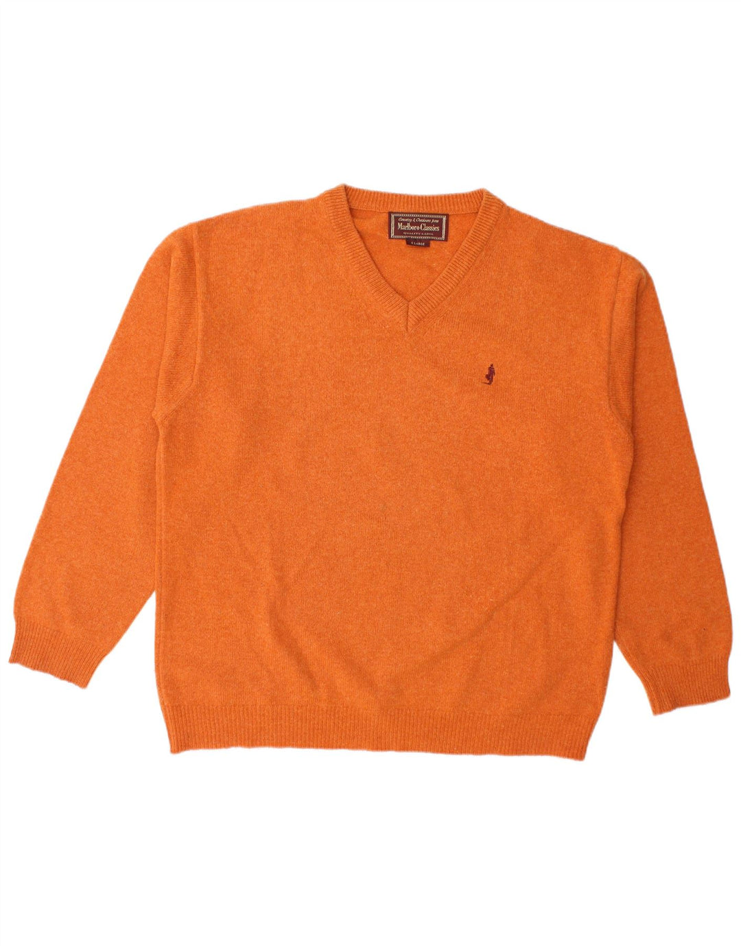 Marlboro Classics Maglione da uomo con scollo a V XL in lana arancione
