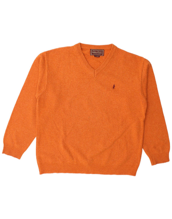 Marlboro Classics Maglione da uomo con scollo a V XL in lana arancione