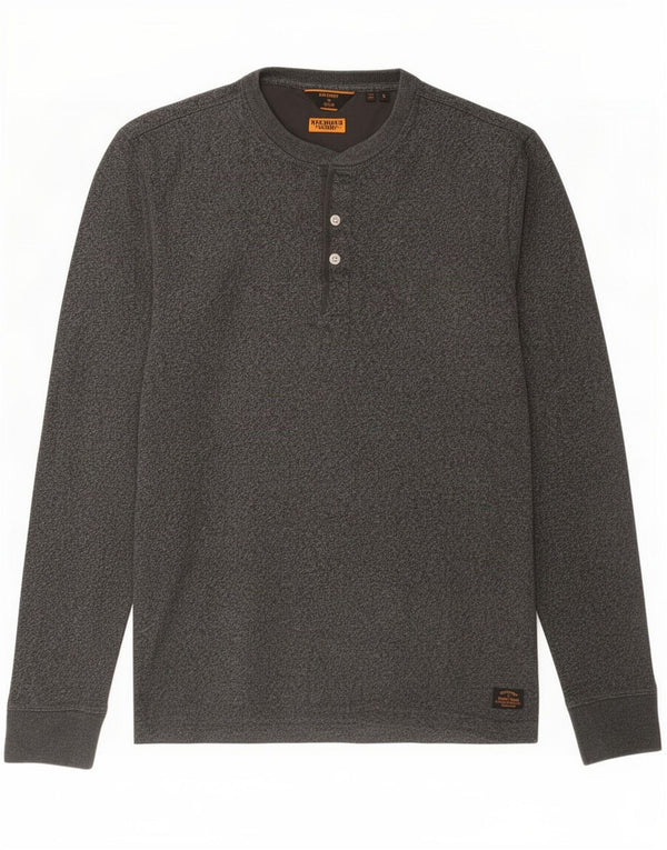 Superdry Mens Top Long Sleeve Small Grey Cotton