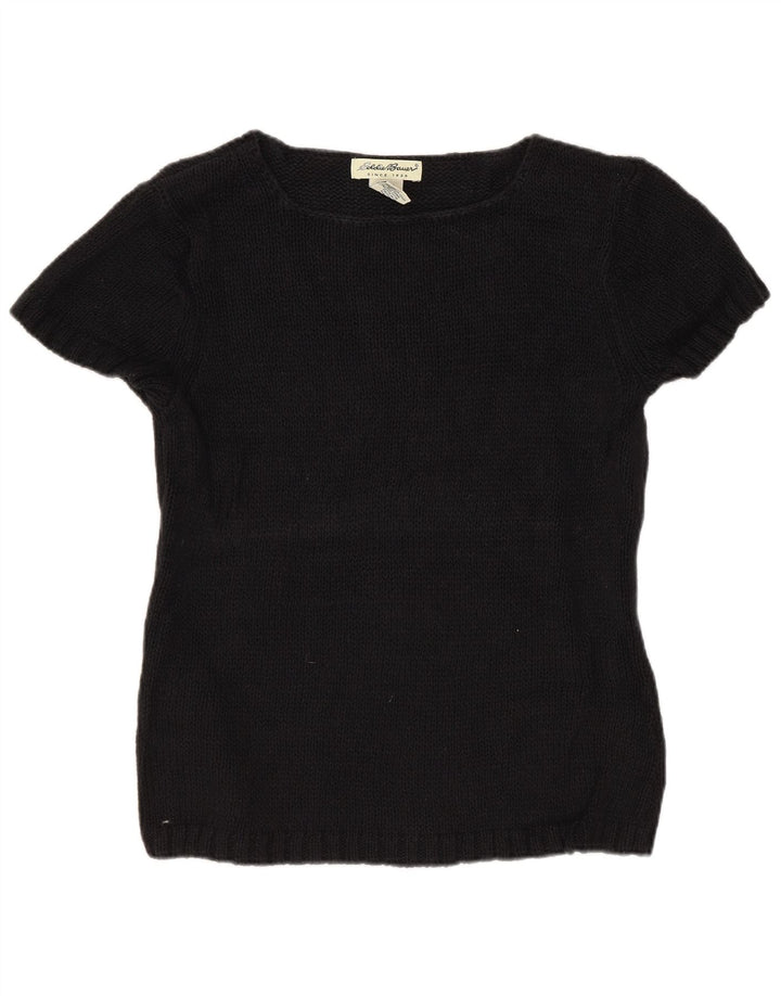 Eddie Bauer maglione da donna con scollo a barca corto UK 12 medio nero
