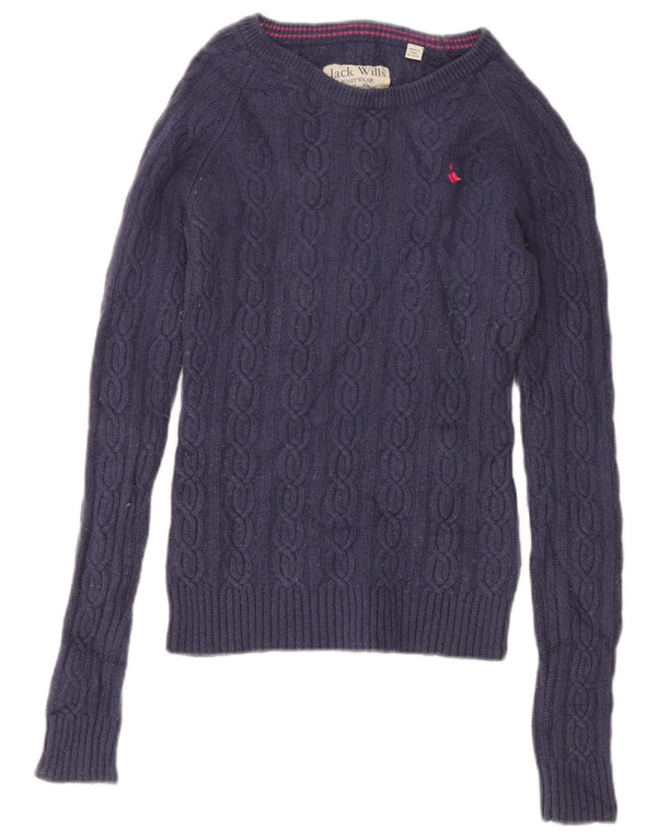 Maglione maglione con scollo a barca da donna Jack Wills UK 10 piccolo in lana blu navy