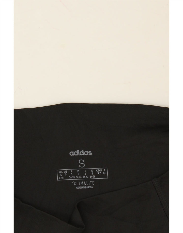 ADIDAS Womens Climalite Graphic Leggings UK 8/10 Small Black Polyester Vintage Adidas and Second-Hand Adidas from Messina Hembry 