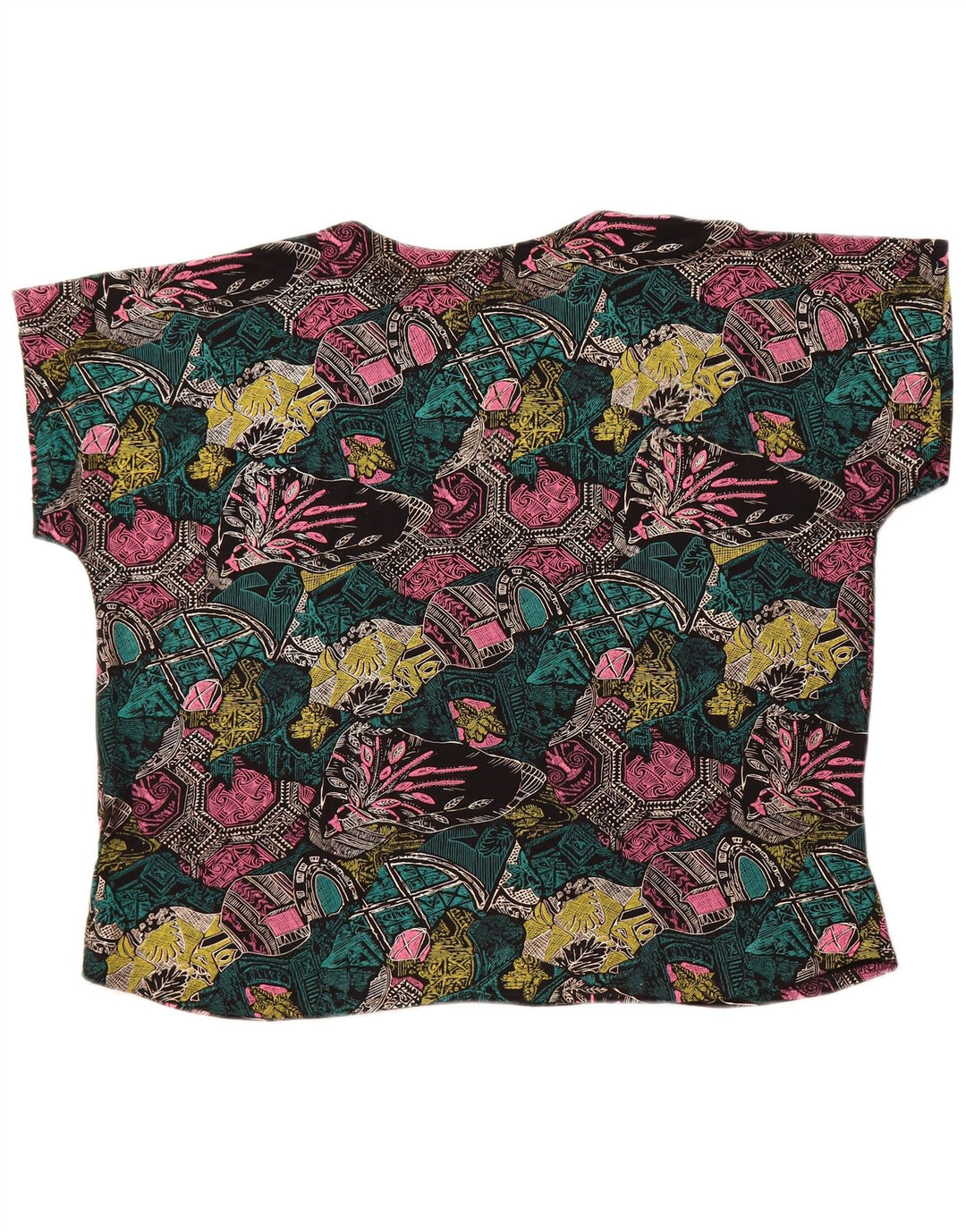 Top camicetta ampia da donna VINTAGE UK 18 XL multicolore geometrico