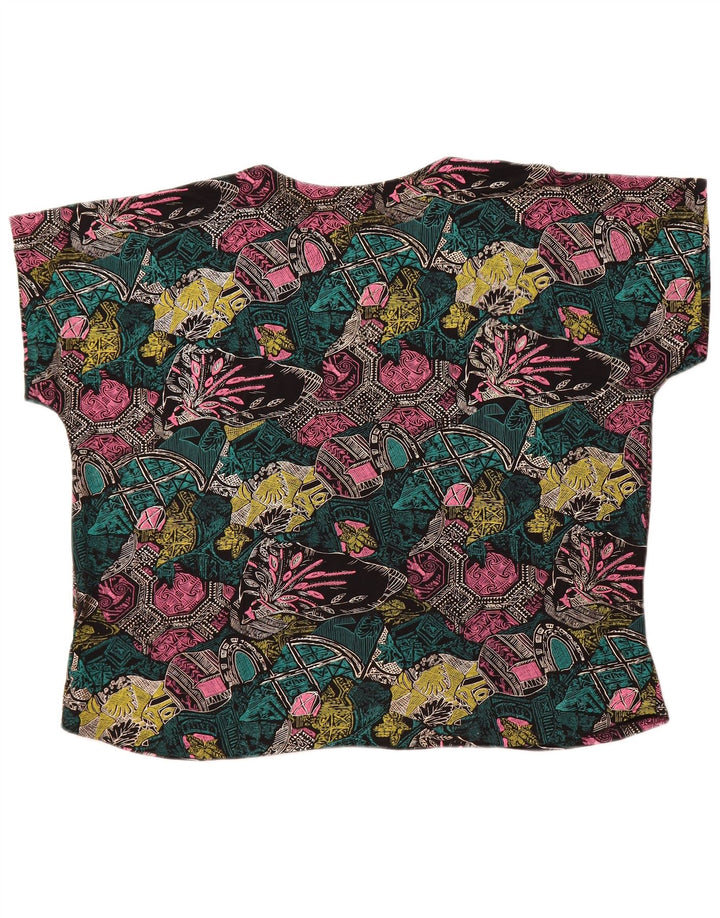 Top camicetta ampia da donna VINTAGE UK 18 XL multicolore geometrico