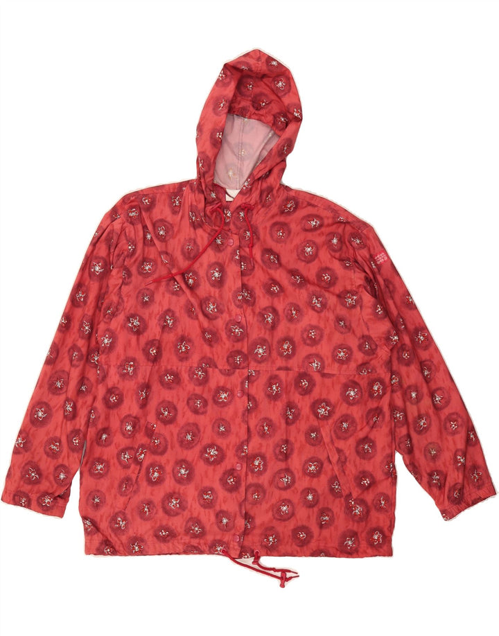 ADIDAS Womens Hooded Rain Jacket UK 12 Medium Red Floral Polyester Vintage Adidas and Second-Hand Adidas from Messina Hembry 