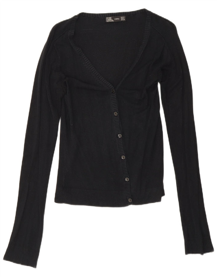 Maglione cardigan da donna Zara UK 10 piccolo rayon nero