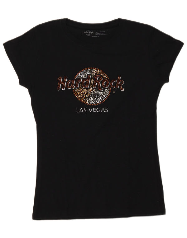 T-shirt grafica da donna Hard Rock Cafe Las Vegas UK 10 piccola nera