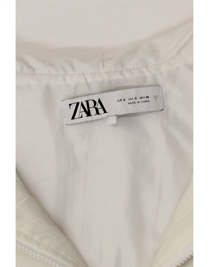 Gilet corto con cappuccio da donna Zara UK 10 piccolo bianco