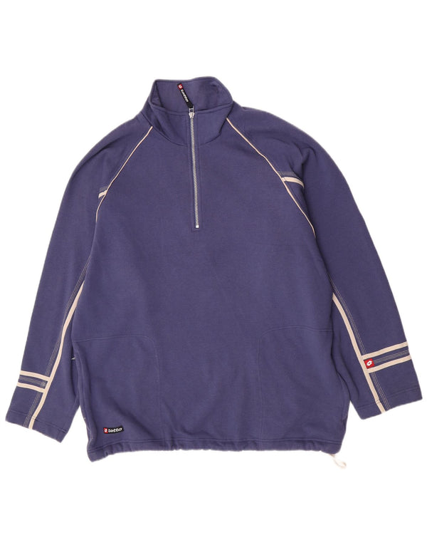 Felpa da uomo con collo con zip Lotto Maglione UK 42/44 XL Cotone blu
