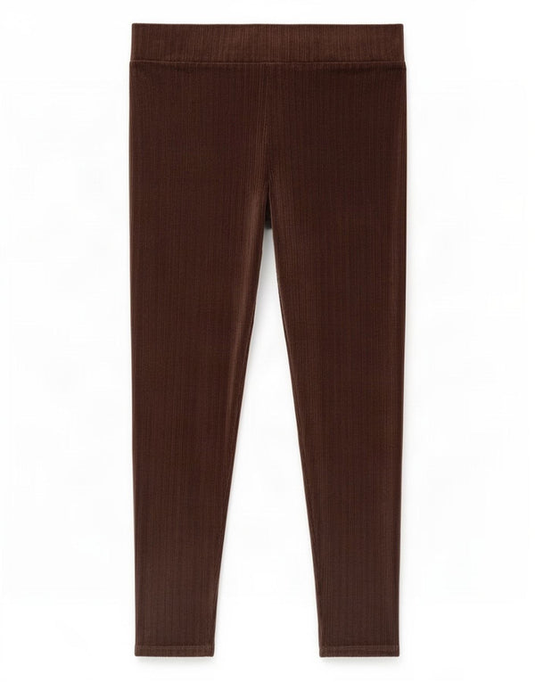 Leggings in velluto da donna Marks & Spencer UK 16 Large Marrone Poliestere