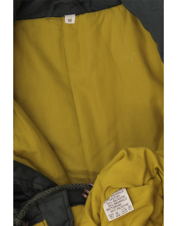Cappotto vintage da uomo con cappuccio giacca a vento EU 50 grande poliestere verde