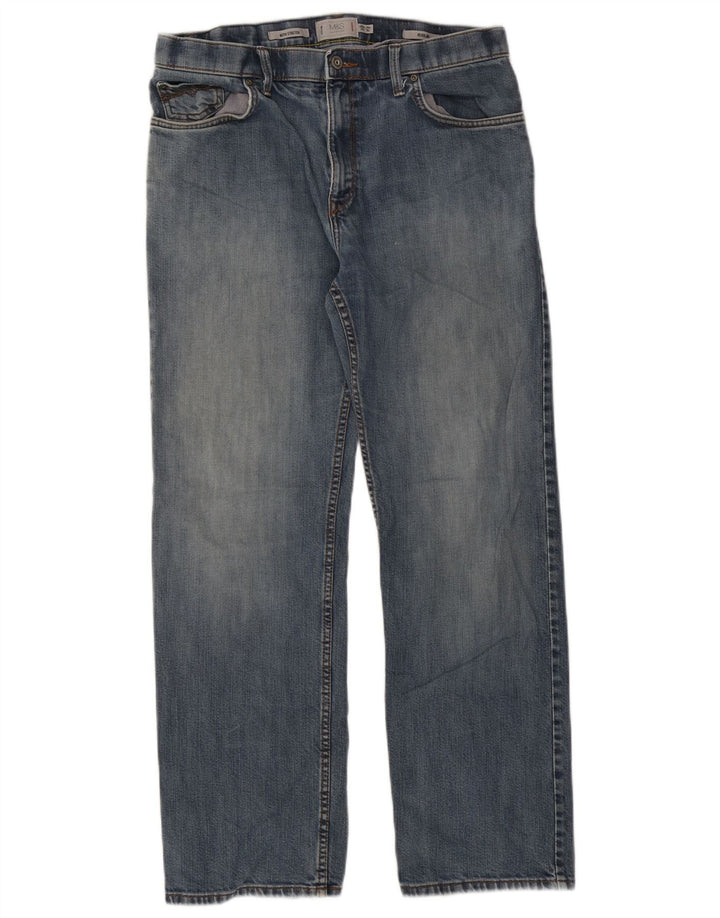 Jeans dritti vestibilità regolare da uomo Marks & Spencer W34 L31 cotone blu