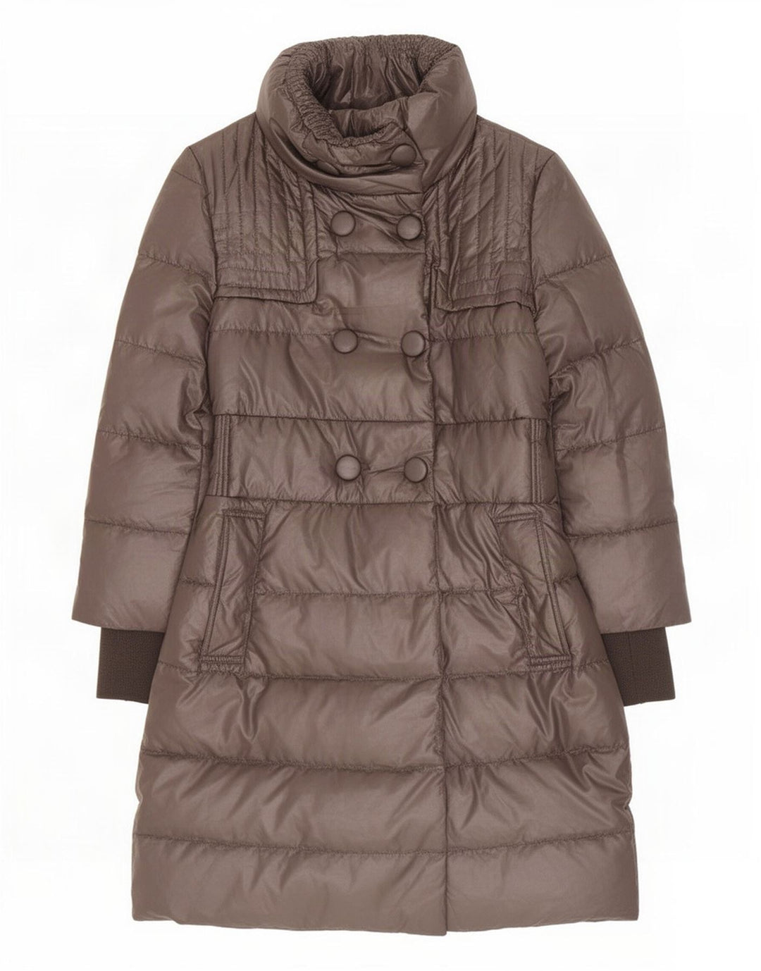 Cappotto imbottito doppiopetto da donna Penny Black UK 8 piccolo poliestere marrone