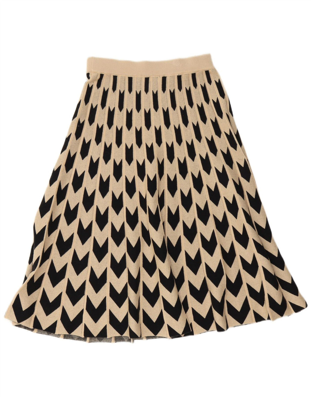 Gonna svasata in maglia da donna Hugo Boss media W30 lana geometrica beige