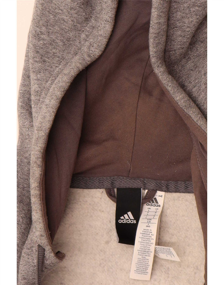 Maglione con cappuccio e zip Adidas da uomo grande in cotone grigio