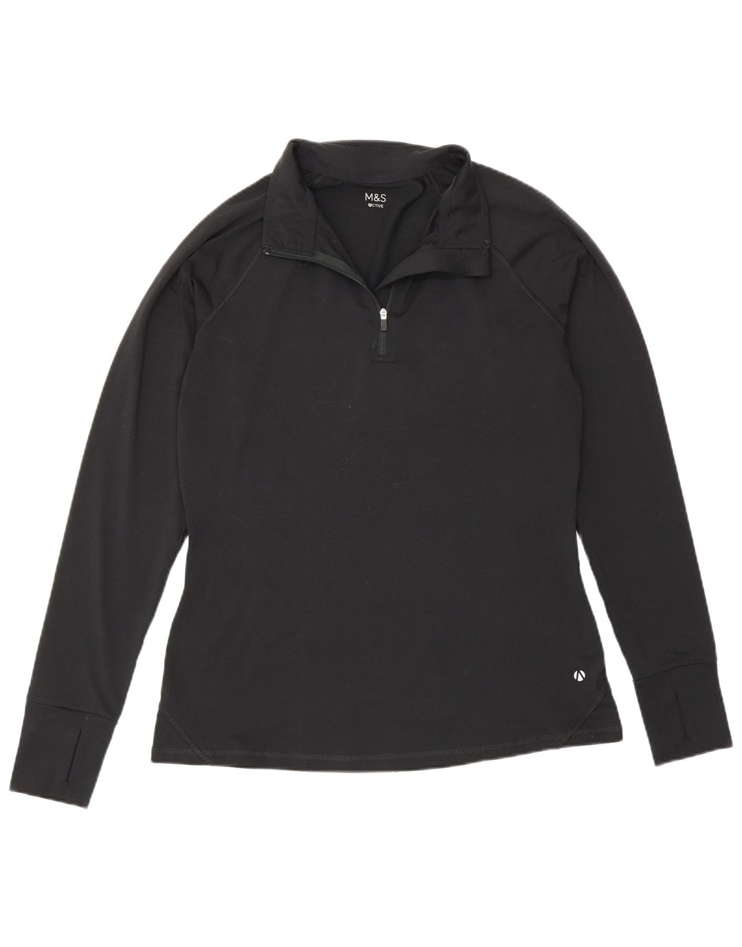 Top da tuta pullover con zip da donna Marks & Spencer UK 12 medio nero