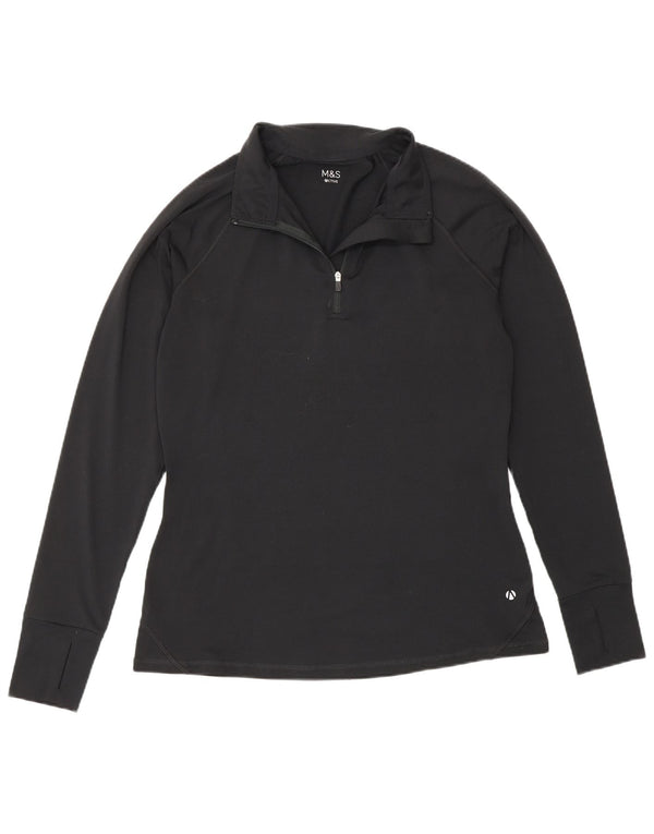 Top da tuta pullover con zip da donna Marks & Spencer UK 12 medio nero