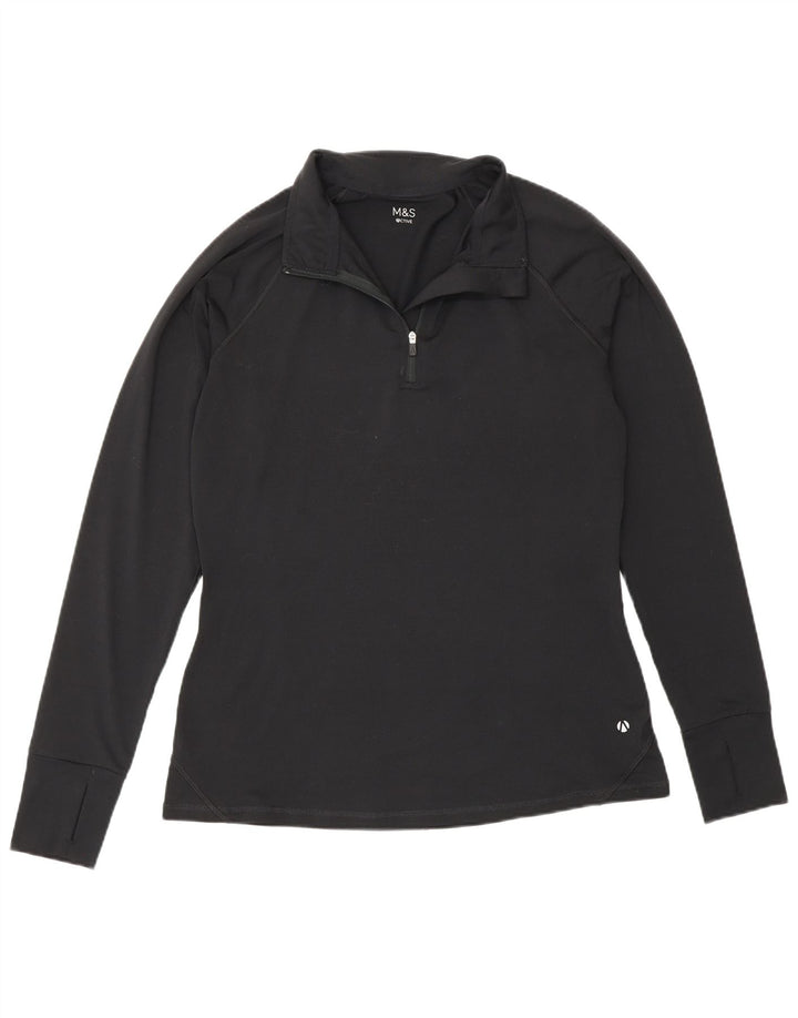 Top da tuta pullover con zip da donna Marks & Spencer UK 12 medio nero