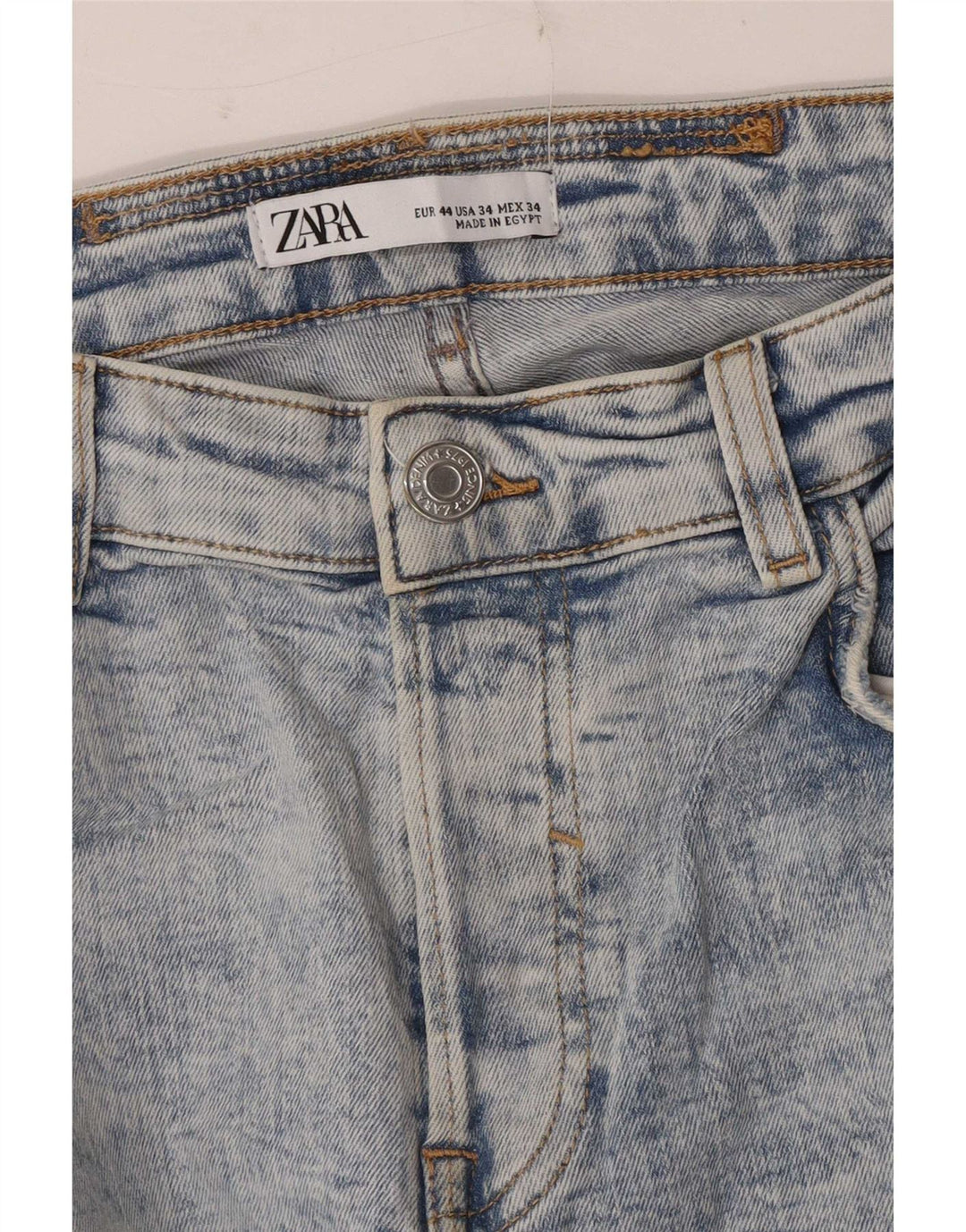 Jeans slim invecchiati da uomo Zara EU 44 Large W34 L28 Blu