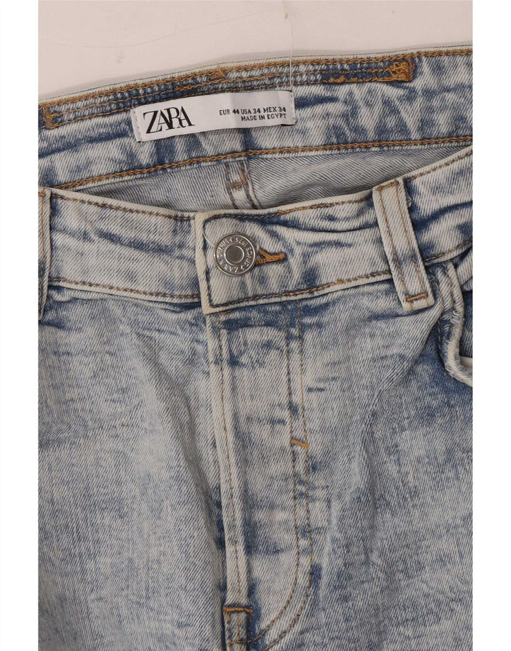 Jeans slim invecchiati da uomo Zara EU 44 Large W34 L28 Blu