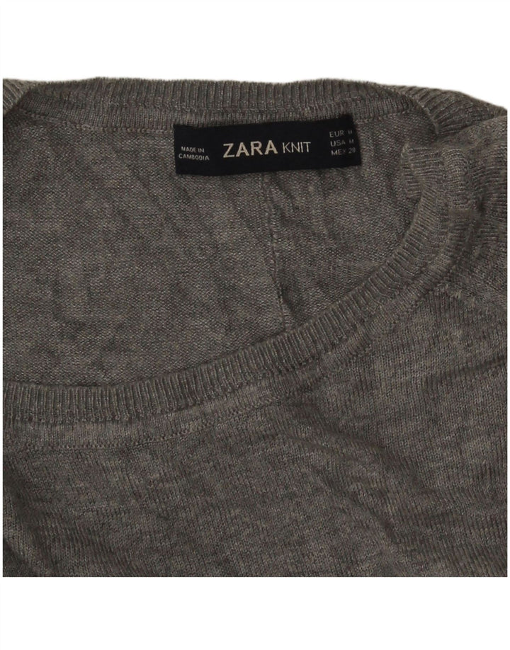 Maglione maglione con scollo a barca da donna Zara UK 14 Grigio medio