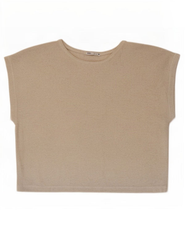 Camicetta da donna Zara Top UK 16 Large Beige Poliestere