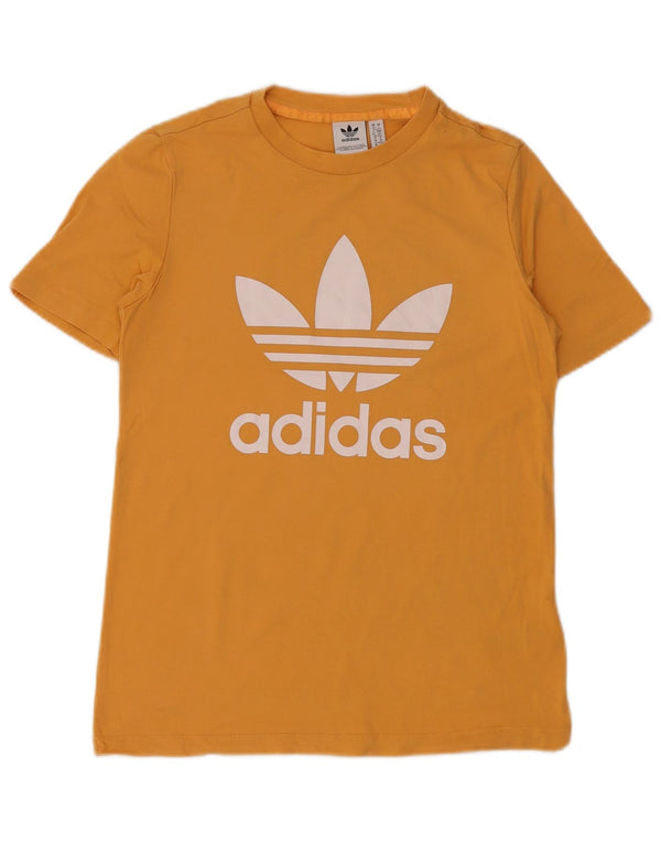 T-shirt grafica da donna Adidas Top UK 10 piccola in cotone giallo
