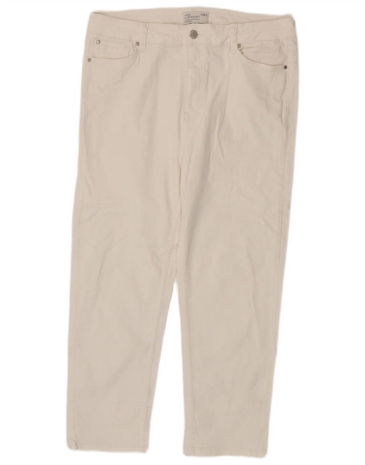 Jeans corti a sigaretta da donna Marks & Spencer UK 18 XL W36 L24 Bianco
