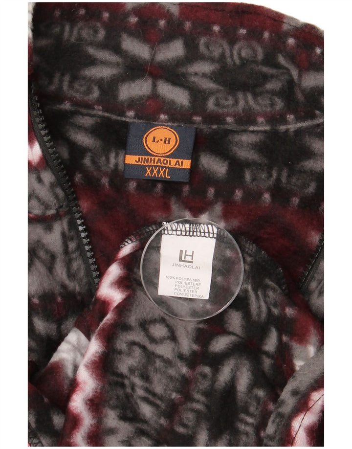 Giacca in pile da uomo JINHAOLAI UK 46 3XL Poliestere Fair Isle grigio