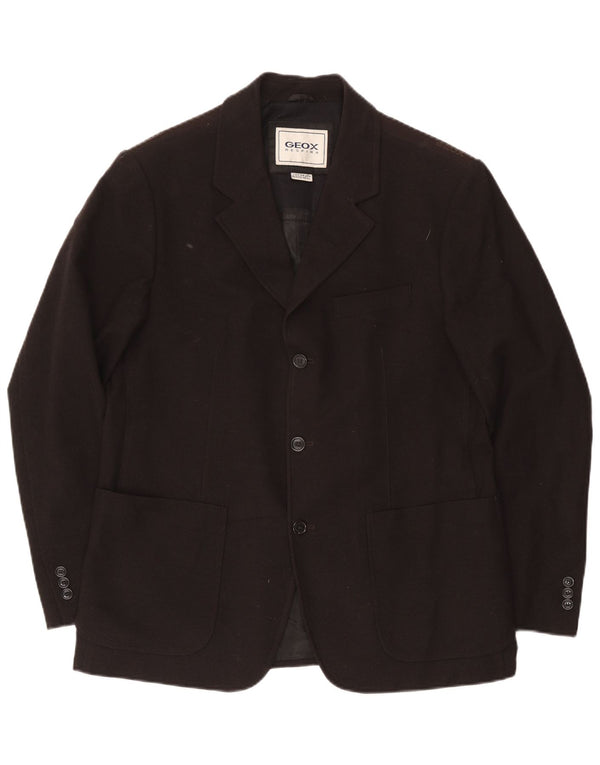 Geox Giacca da uomo Respira a 3 bottoni in lana nera UK 42 XL