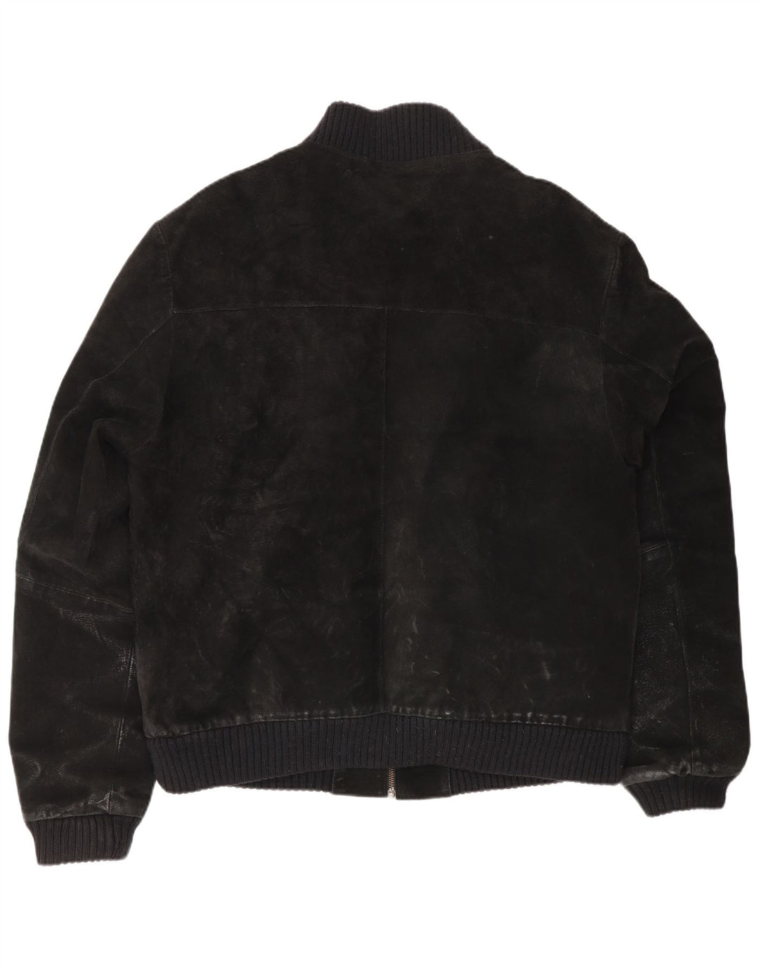 Giubbotto bomber in pelle scamosciata vintage da uomo UK 42 XL in pelle nera