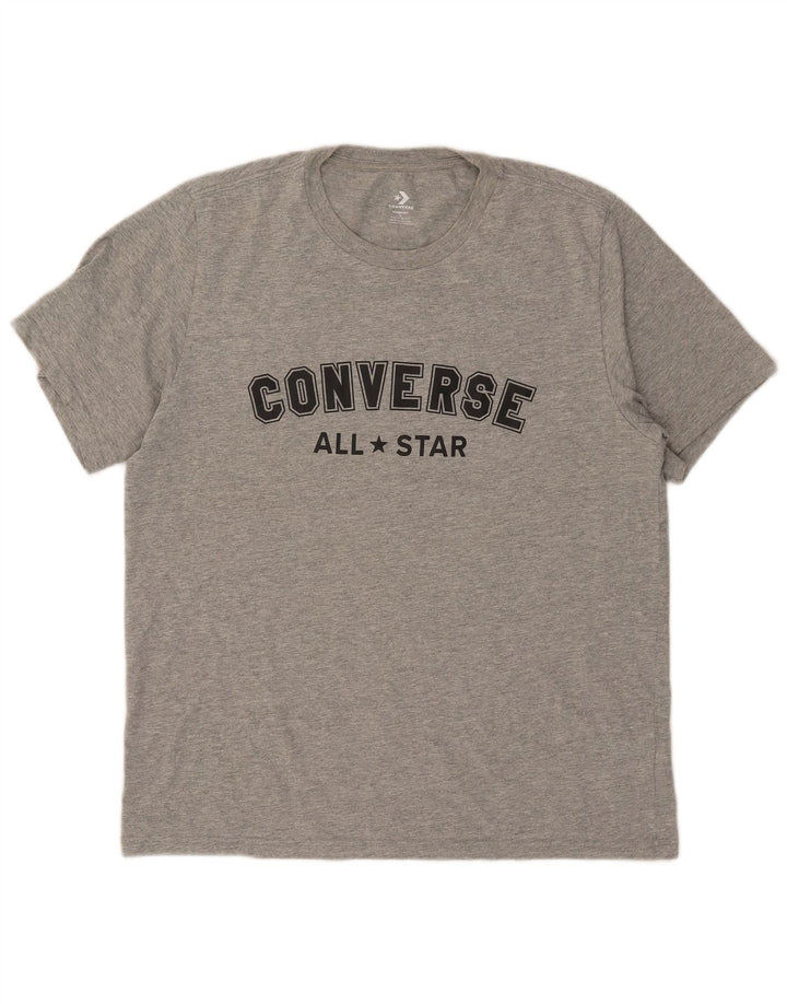 T-shirt grafica da uomo Converse Top grande in cotone chiazzato grigio