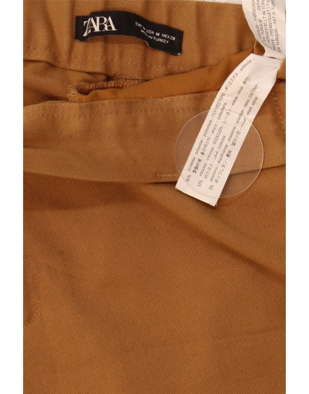 Pantaloni corti slim da donna Zara medi W28 L25 poliestere marrone