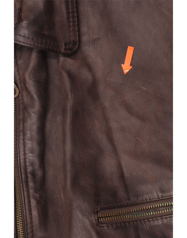 Giacca in pelle vintage da uomo UK 42 XL Marrone