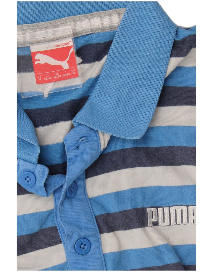 PUMA Mens Polo Shirt Medium Blue Striped
