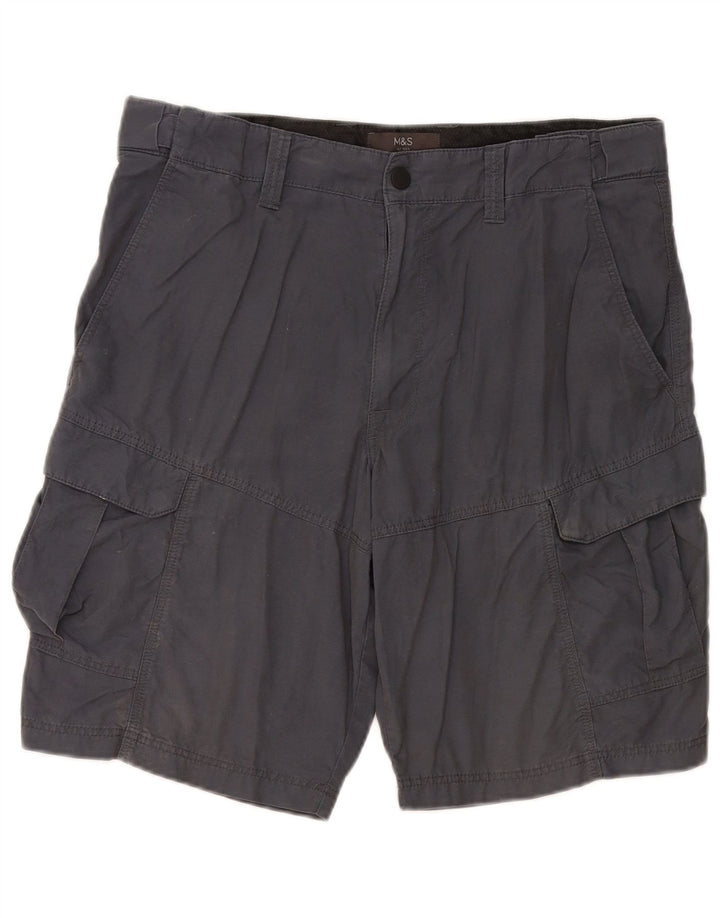 MARKS & SPENCER Pantaloncini cargo da uomo W34 Large Blu Navy in cotone